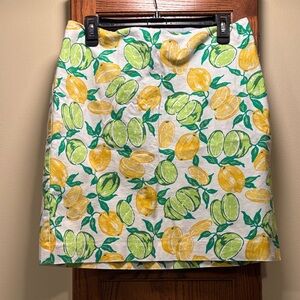 Talbots Lemon and Leaf Print Skirt with zipper - size 10